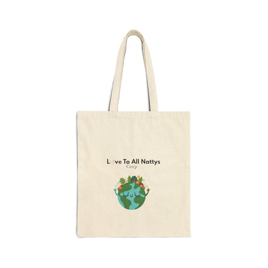 Tote Bag — "Love To All Nattys" Earth Illustration Cotton Canvas Tote
