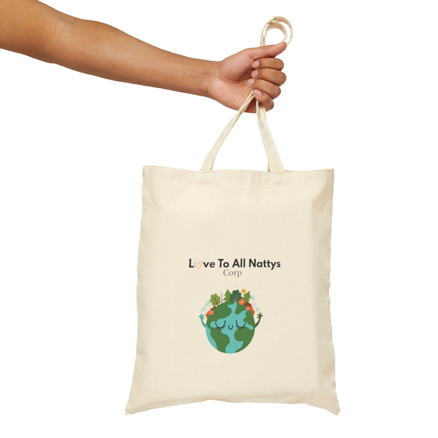 Tote Bag — "Love To All Nattys" Earth Illustration Cotton Canvas Tote